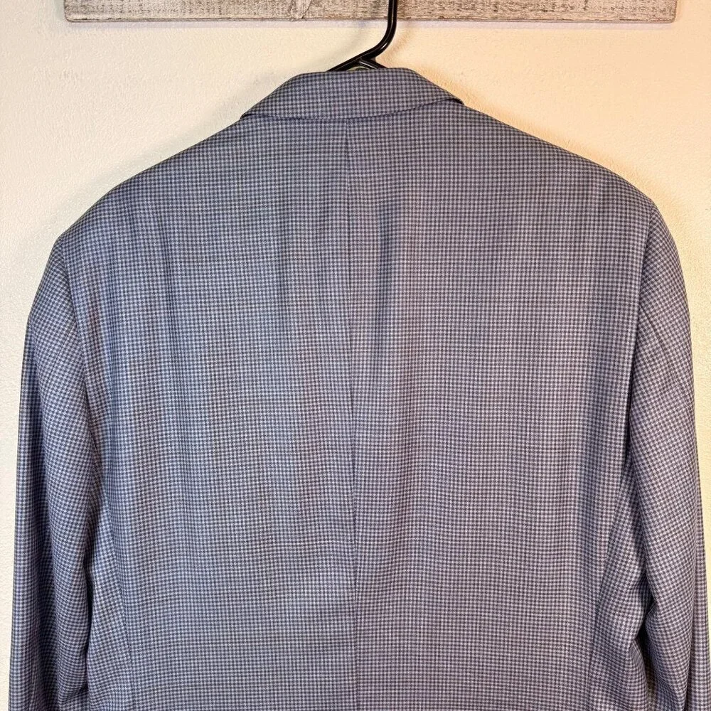 Peter Millar Wool Blazer Sport Coat Mens 40 Regular Blue Gingham Plaid Golf